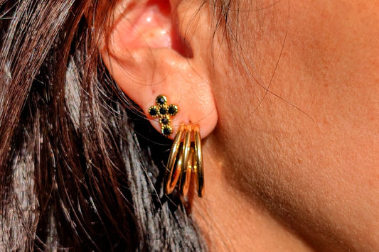 Split Half Hoop Stud Earrings 18k Gold Plated Stainless Steel