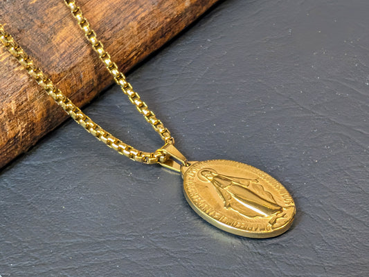 Miraculous Medal Pendant Stainless Steel