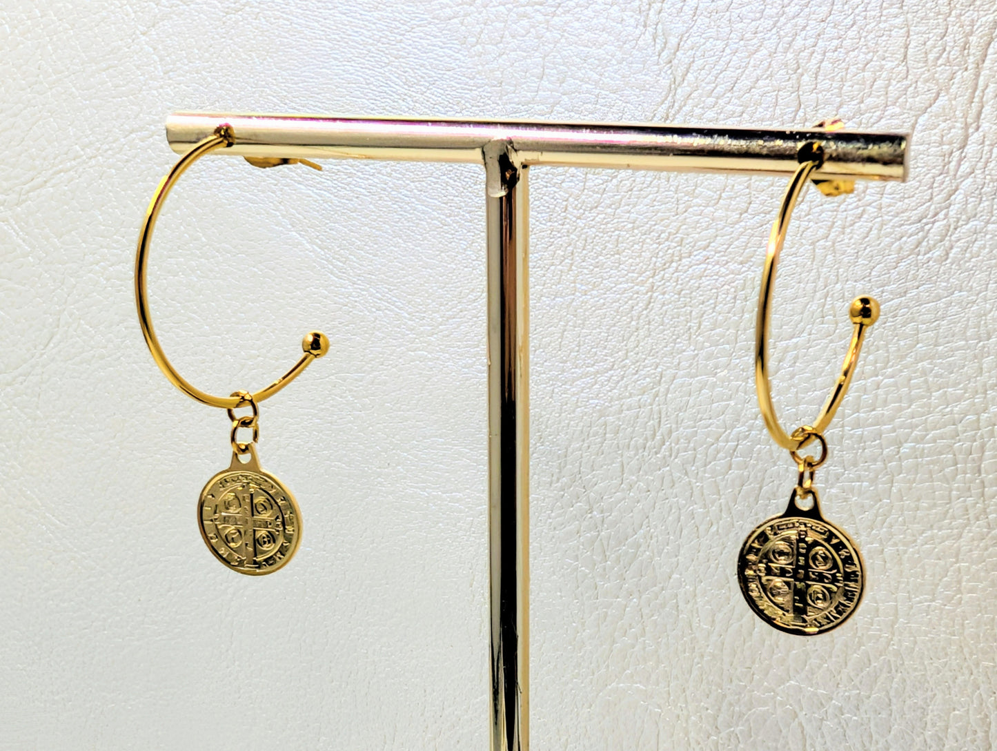 St. Benedict Medal Hoop Earrings