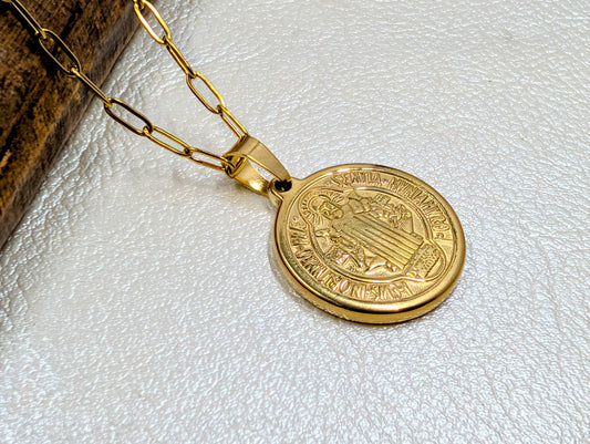 St. Benedict Medal Paperclip Chain Necklace