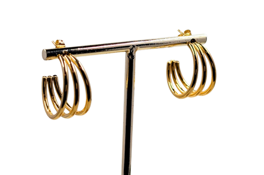 Split Half Hoop Stud Earrings 18k Gold Plated Stainless Steel