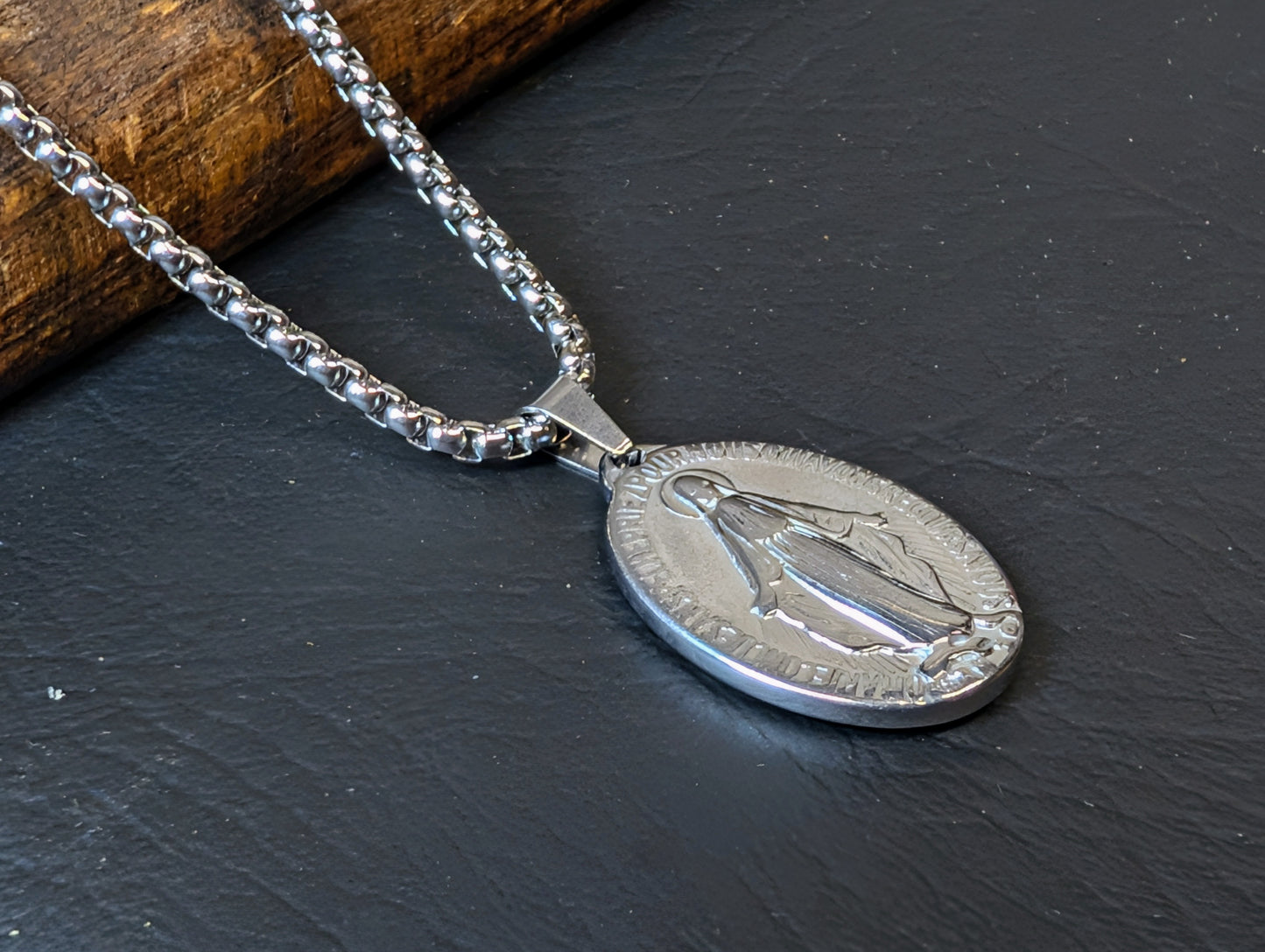 Miraculous Medal Pendant Stainless Steel