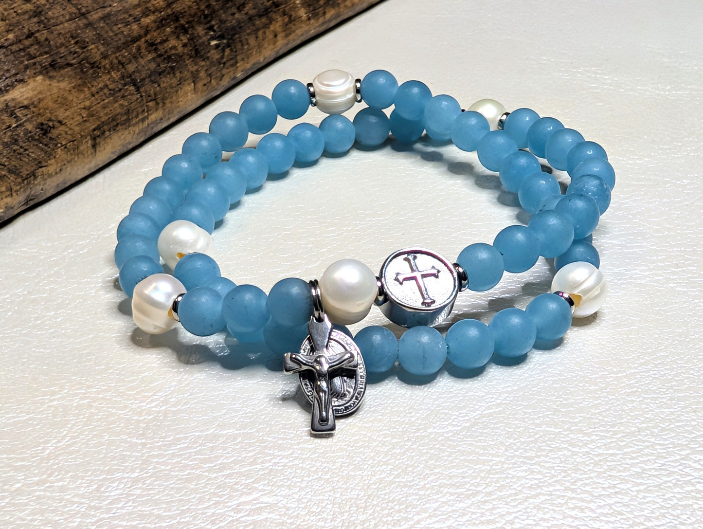 Stella Maris Double Wrap Stretch Rosary Bracelet