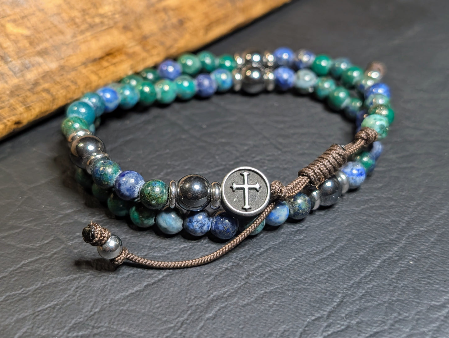 Guardian of the Redeemer Double Wrap Paracord Rosary Bracelet