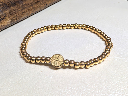 St. Benedict Gold Stretch Stack Bracelet