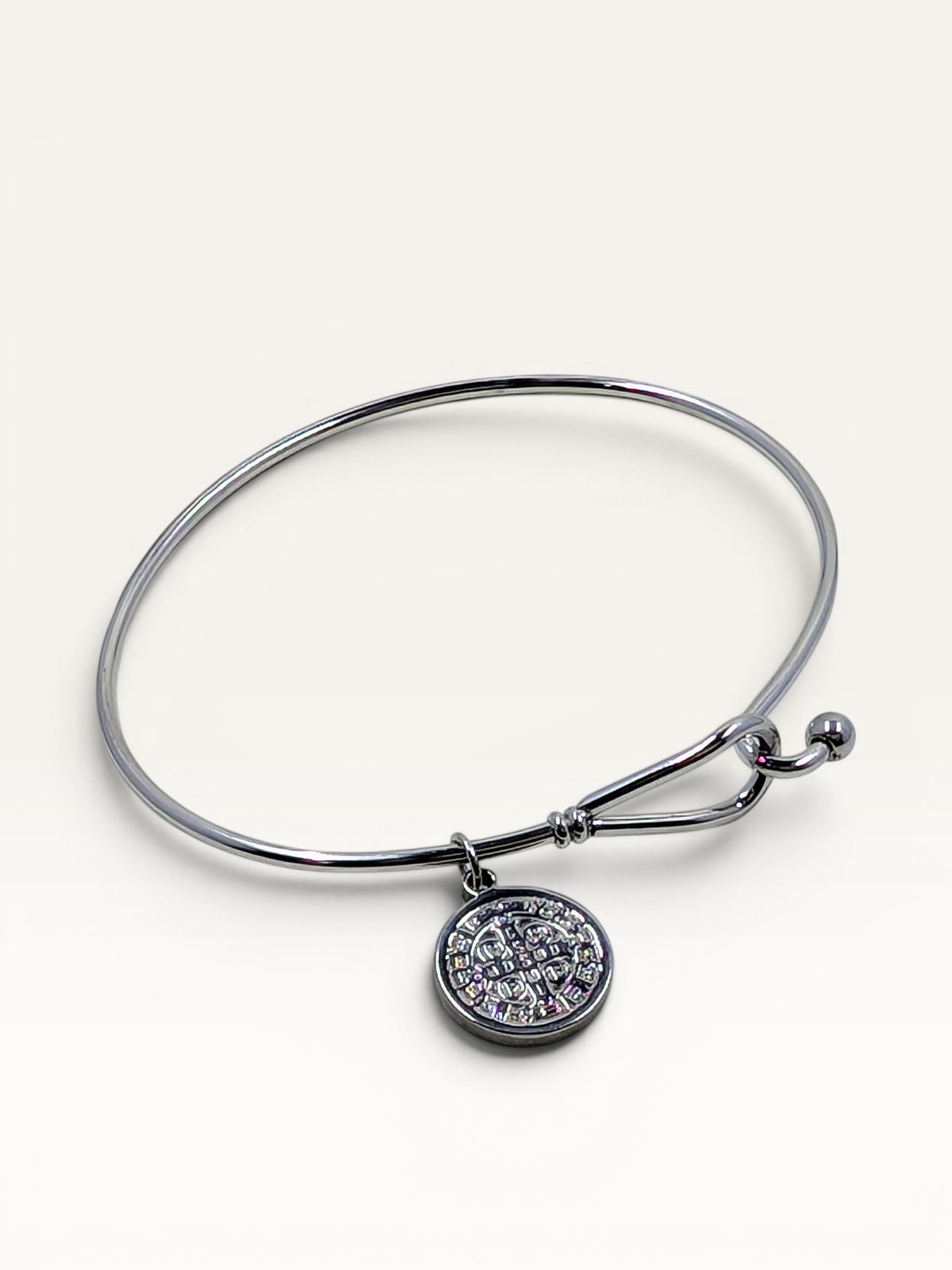 St. Benedict Medal Bangle Bracelet Stainless Steel